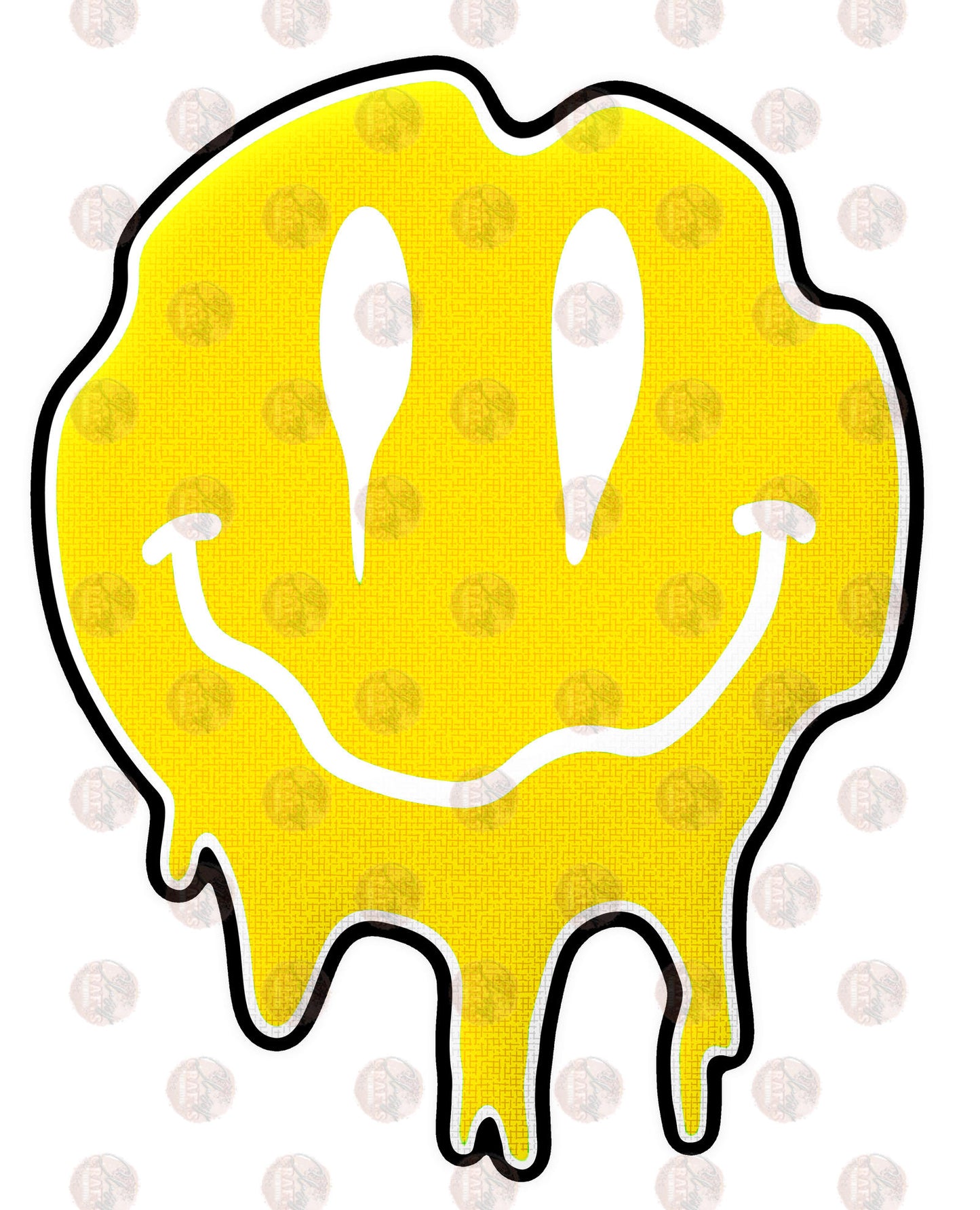 Smiley Drip Yellow & White Transfer