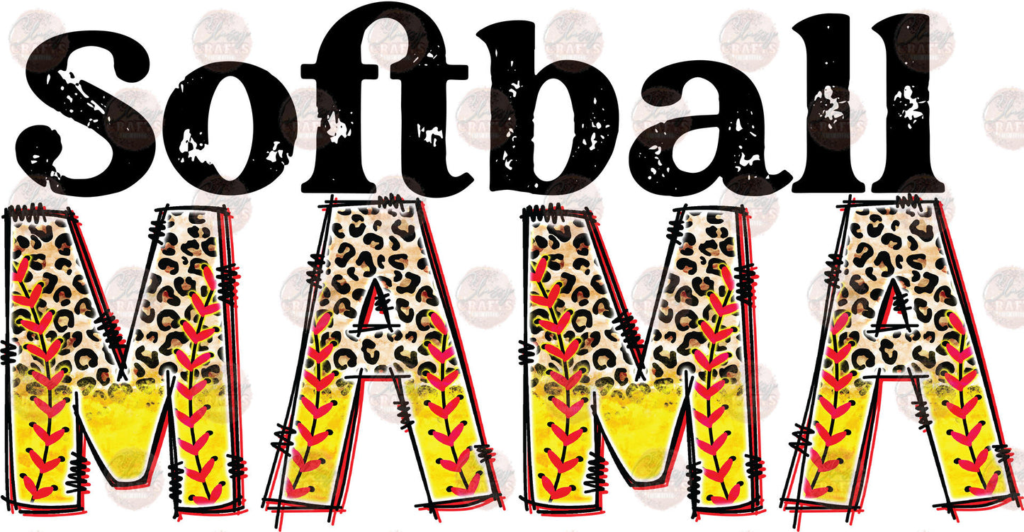 Softball Mama Leopard Transfer