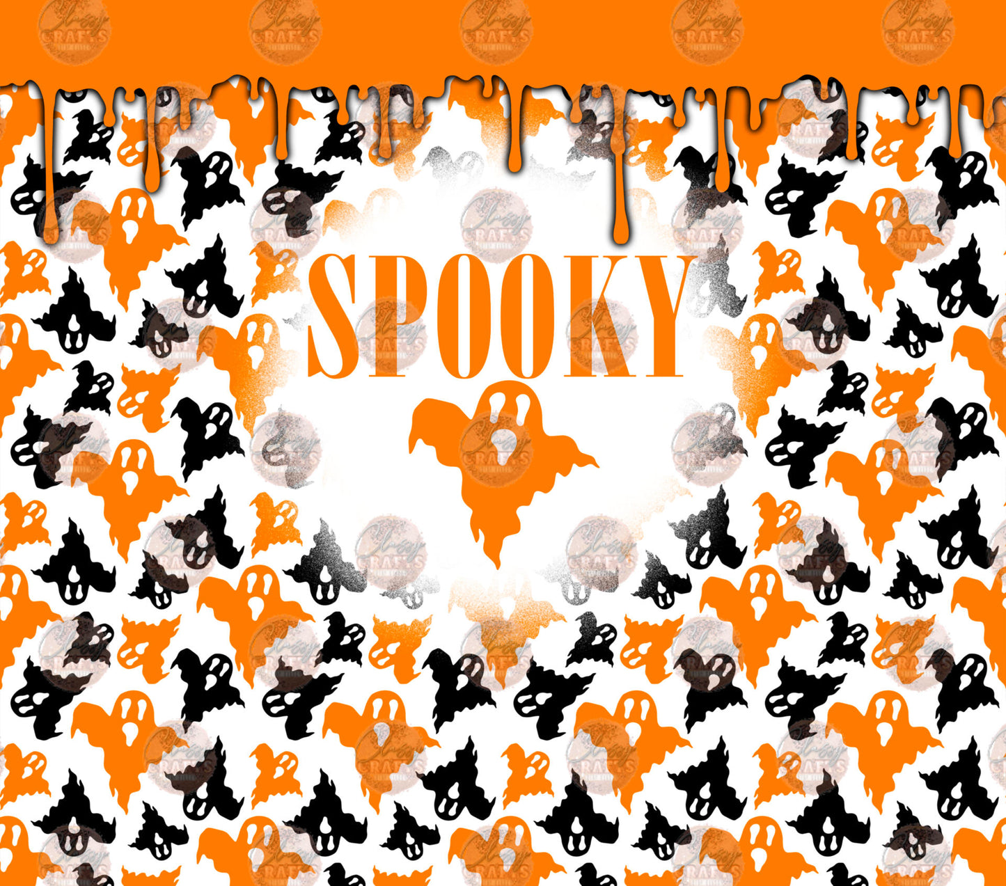 Spooky Ghosts Orange Tumbler Wrap
