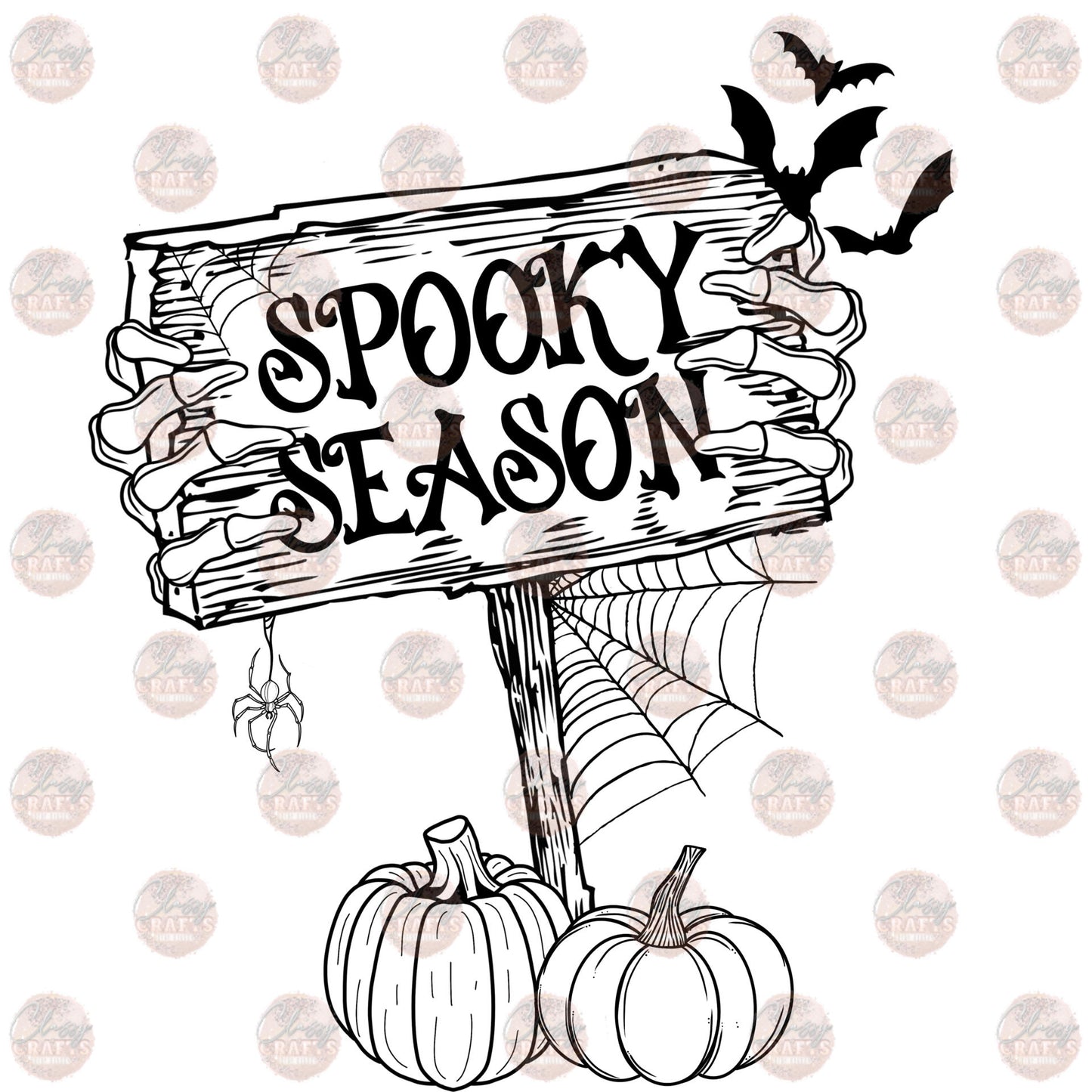 Spooky Season Sign B&W Transfer