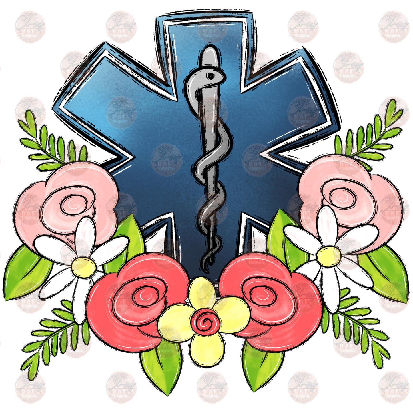 Star Of Life Floral Transfer