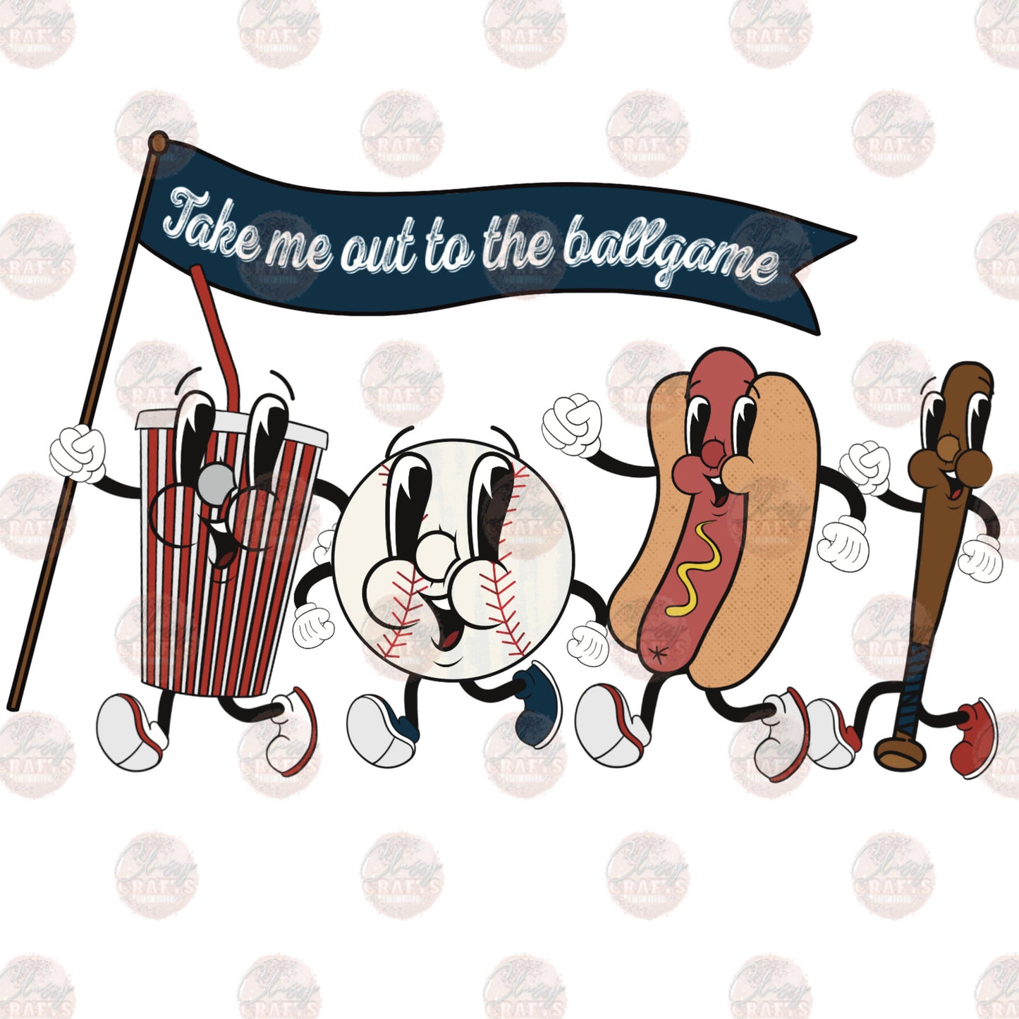 Take Me Out To The Ball Game Vintage Baseball Transfer