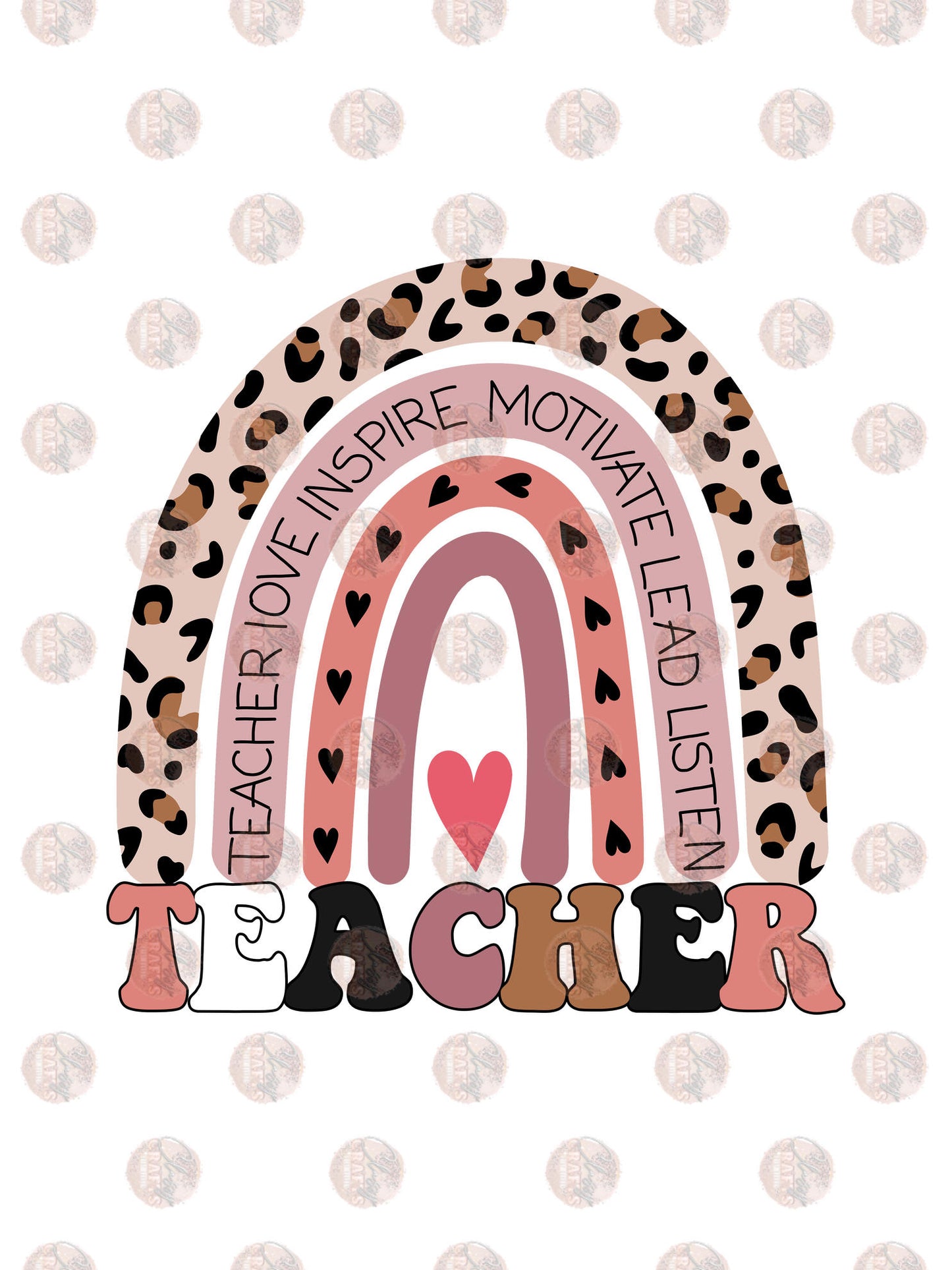 Teacher Rainbow Boho Transfer