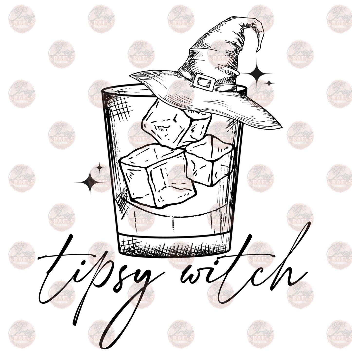 Tipsy Witch B&W Transfer
