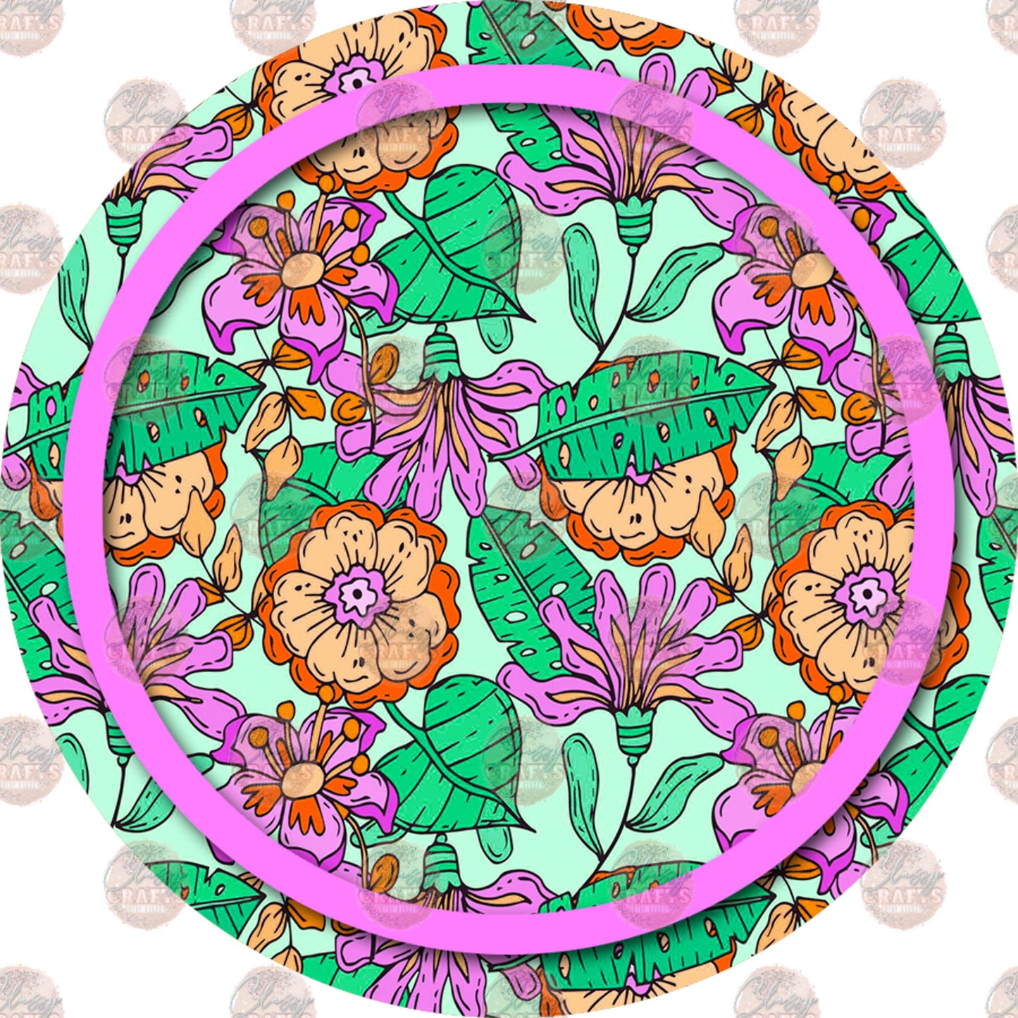Tropical Floral Car Coaster - Sublimation Transfer