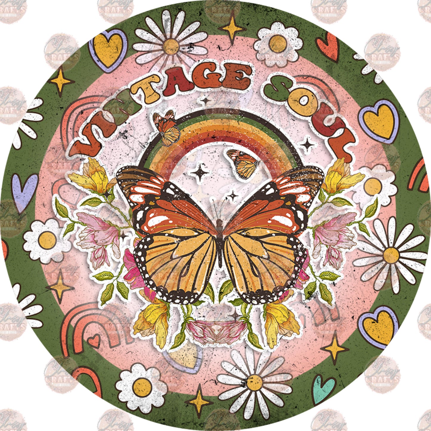 Vintage Soul Rainbow Car Coaster - Sublimation Transfer