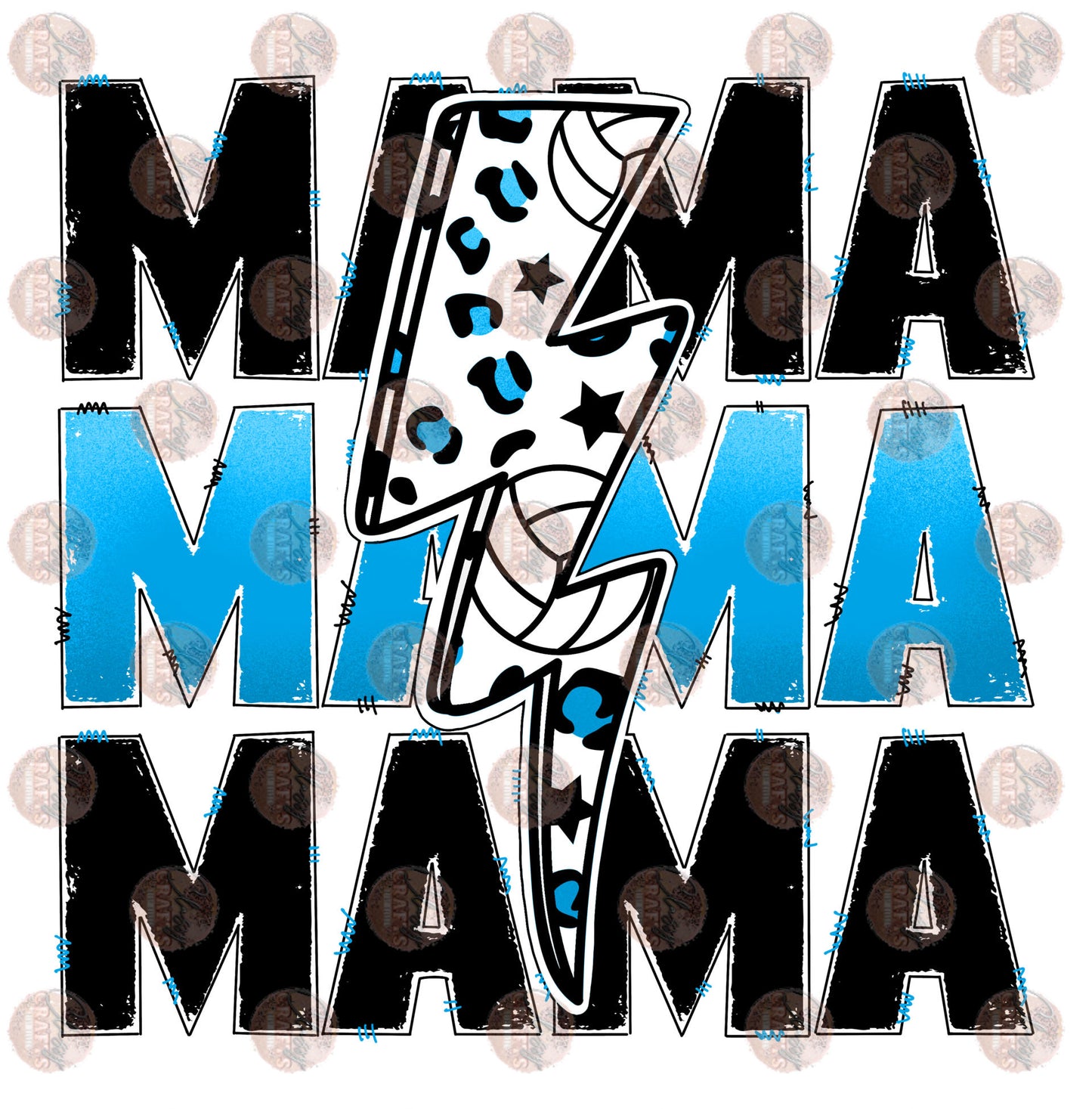 Volleyball Mama Light Blue Transfer