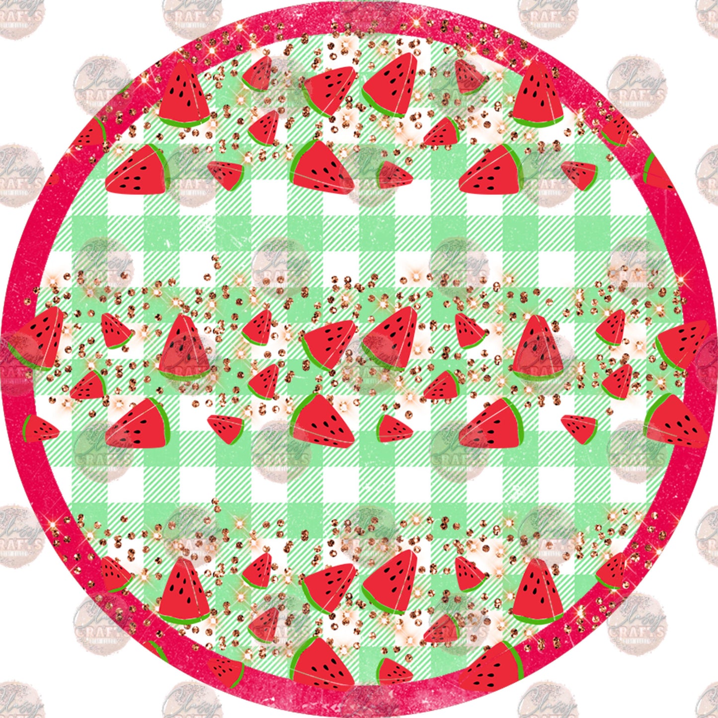Watermelon Plaid Car Coaster - Sublimation Transfer