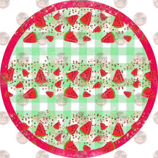 Watermelon Plaid Car Coaster - Sublimation Transfer