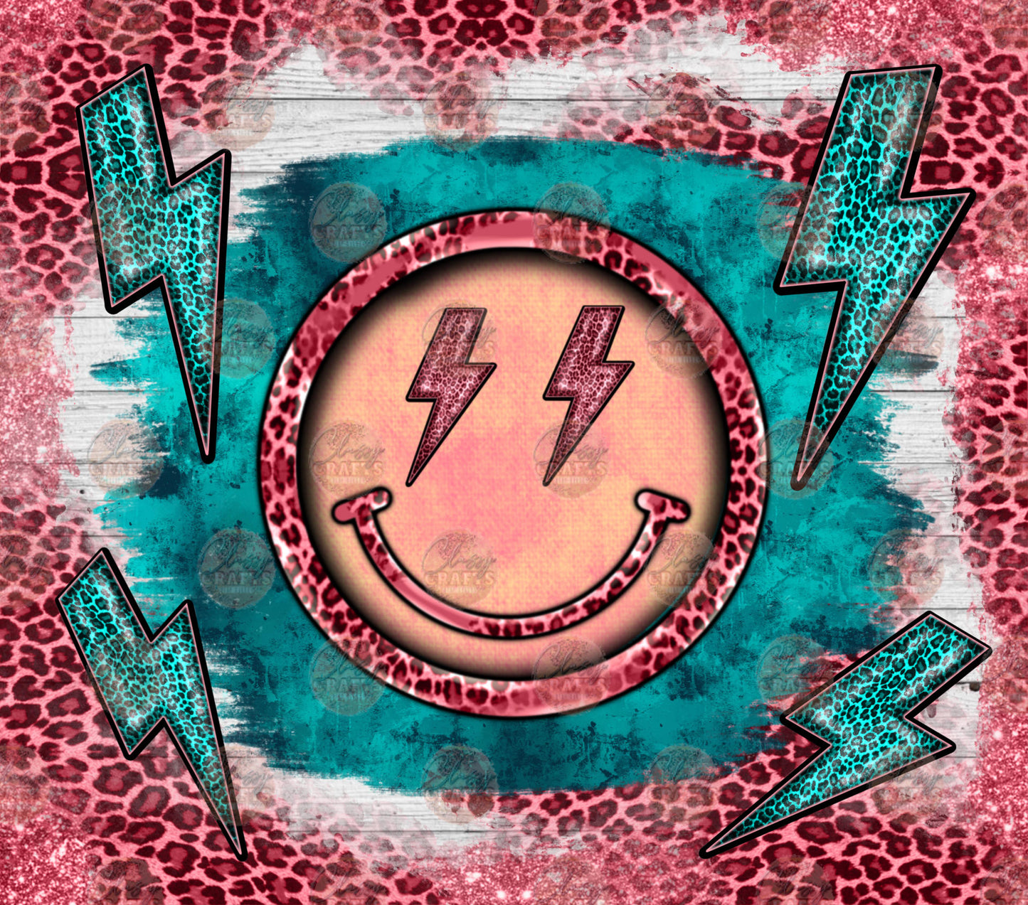 Western Bolt Smiley Turquoise Tumbler Wrap