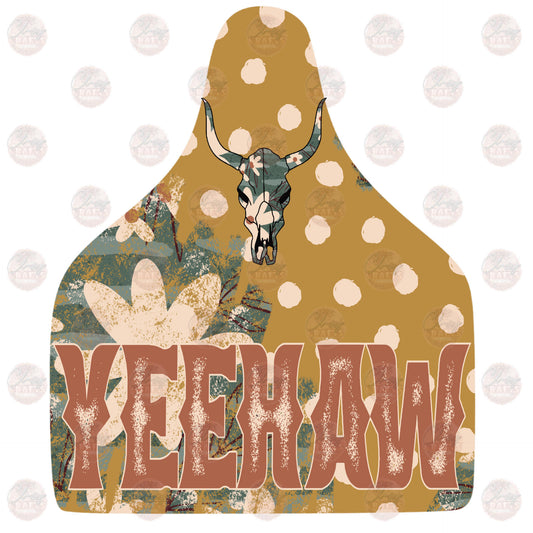 Yeehaw Floral Bull Skull Transfer