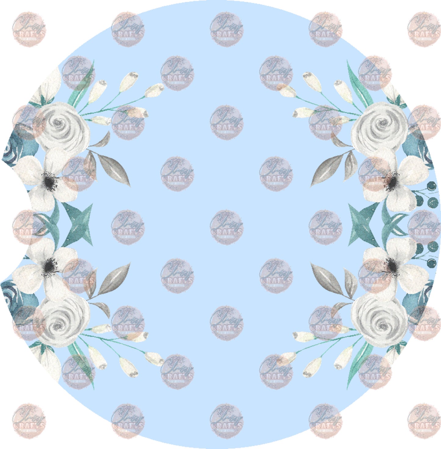 Blue Floral Car Coaster - Sublimation Transfer