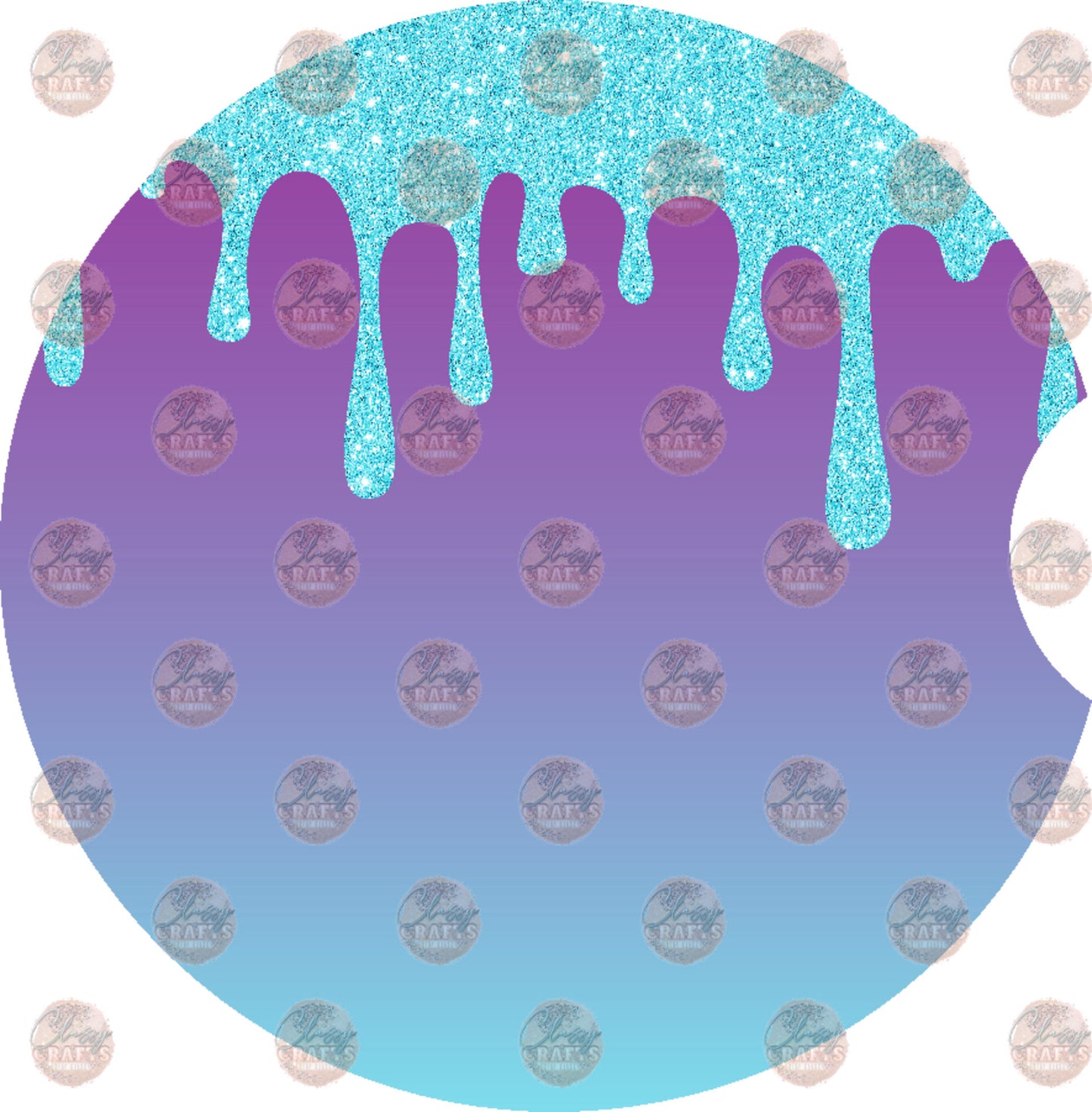 Blue Glitter Purple Car Coaster - Sublimation Transfer