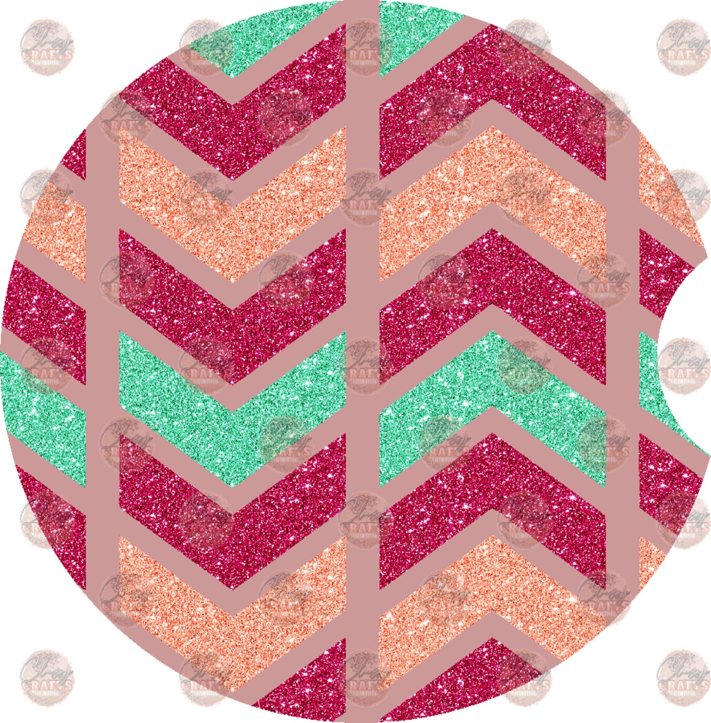 Blue & Pink Chevron Glitter Car Coaster - Sublimation Transfer