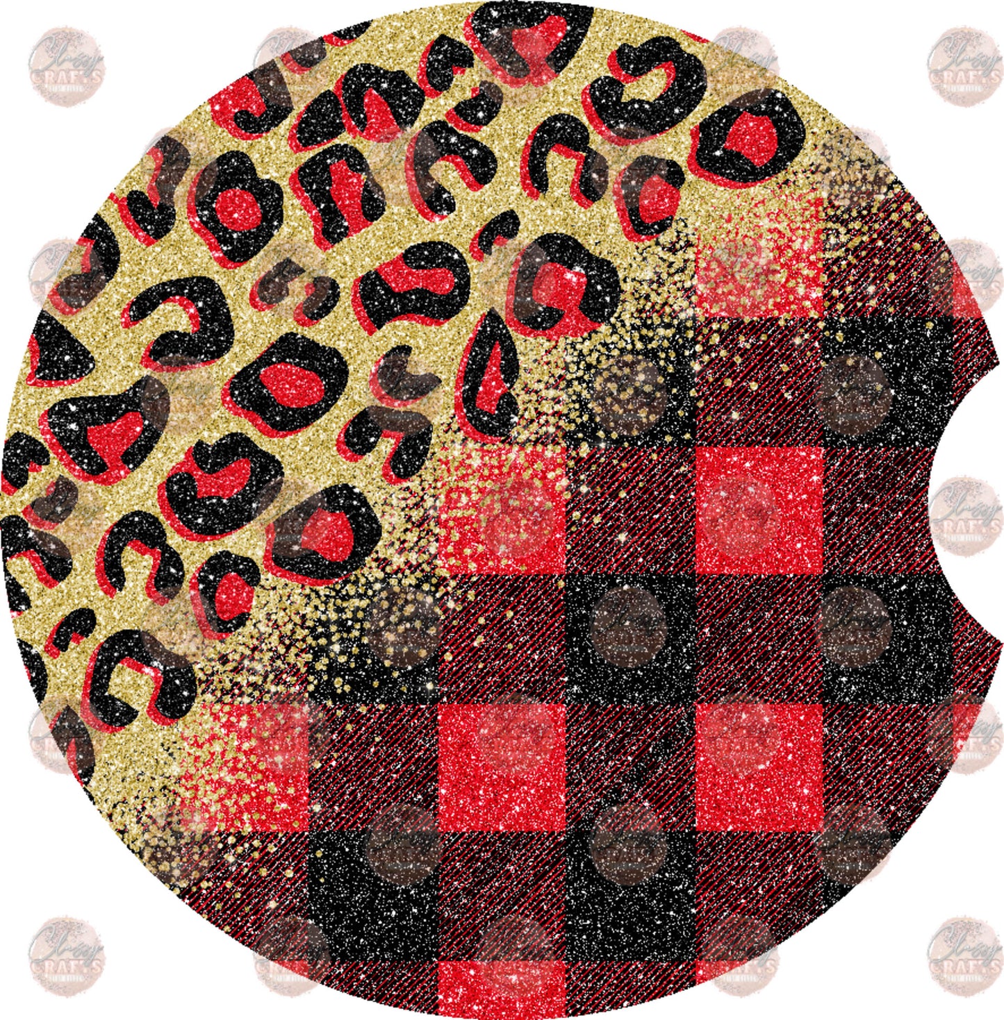 Cheetah Plaid Car Coaster - Sublimation Transfer