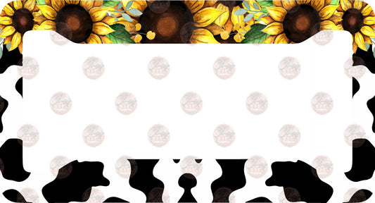 Cow Sunflower License Plate Frame- Sublimation Transfer