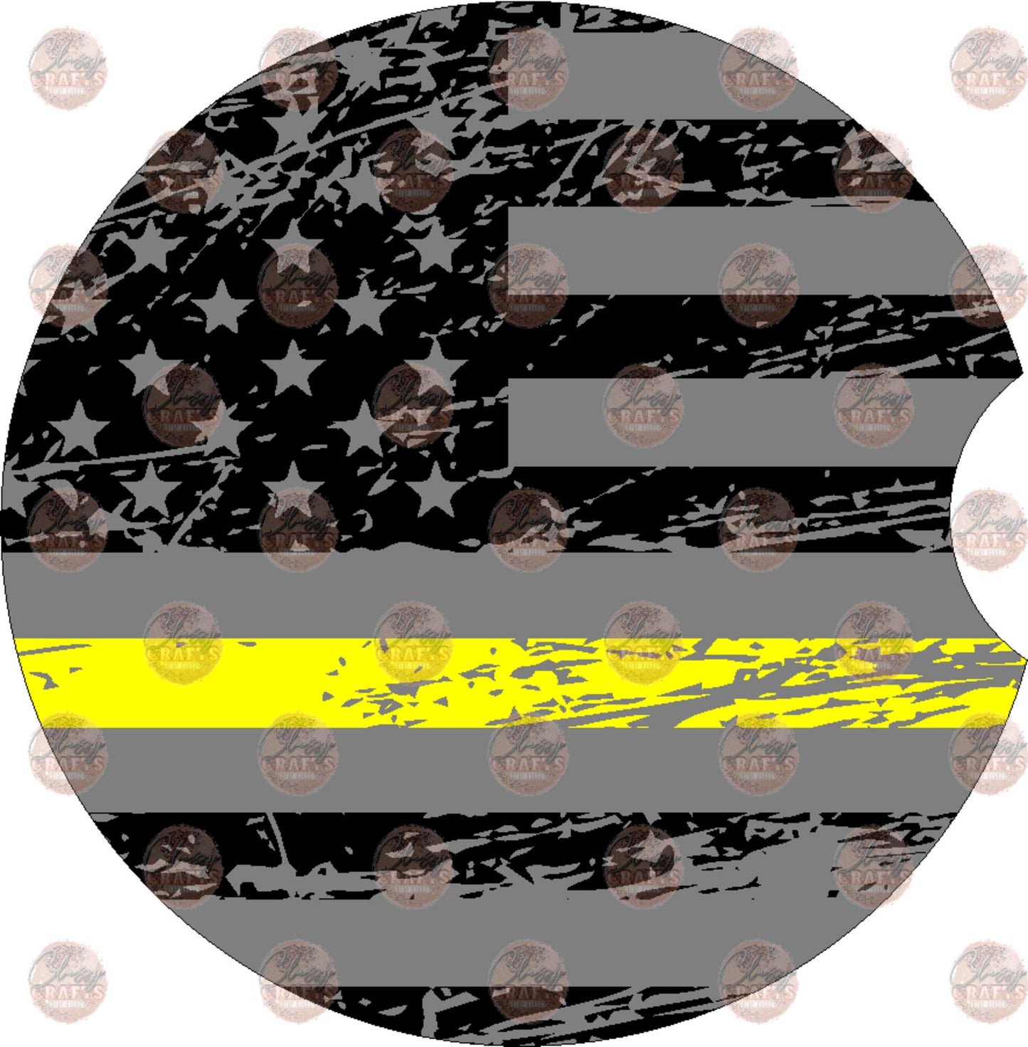 Flag Line Yellow Car Coaster- Sublimation Transfer