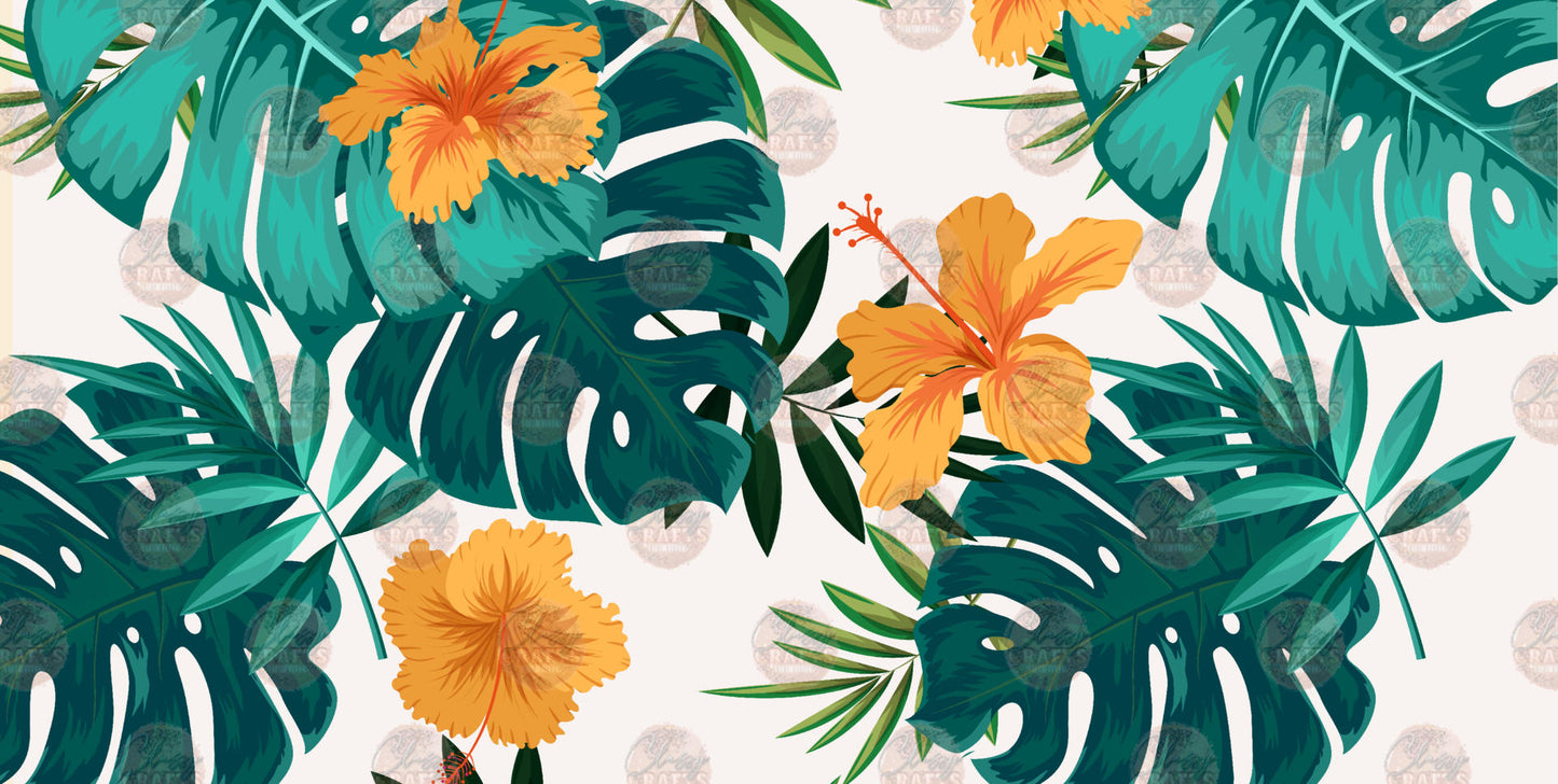 Hibiscus Leaves License Plate- Sublimation Transfer