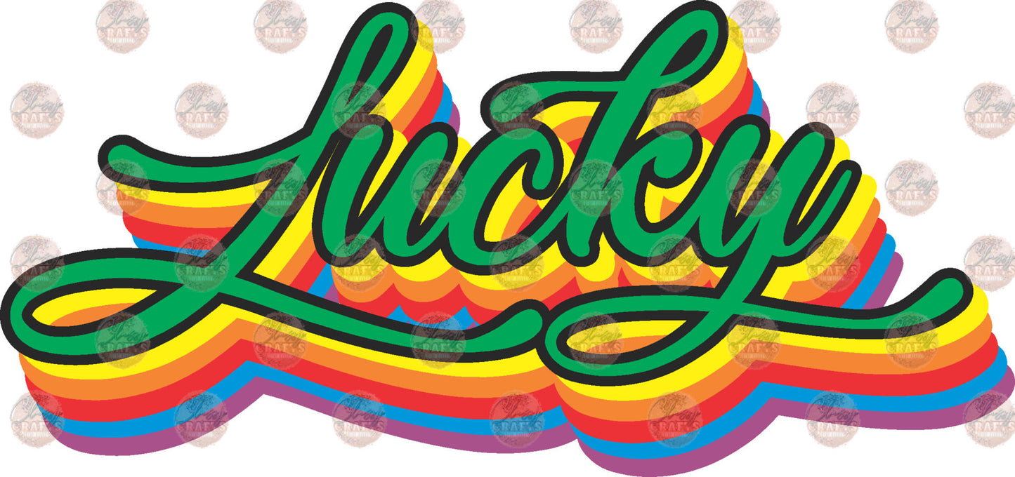 Lucky Rainbow Retro Transfer