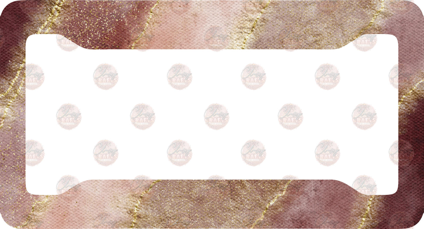 Maroon and Pink Marble License Plate Frame- Sublimation Transfer