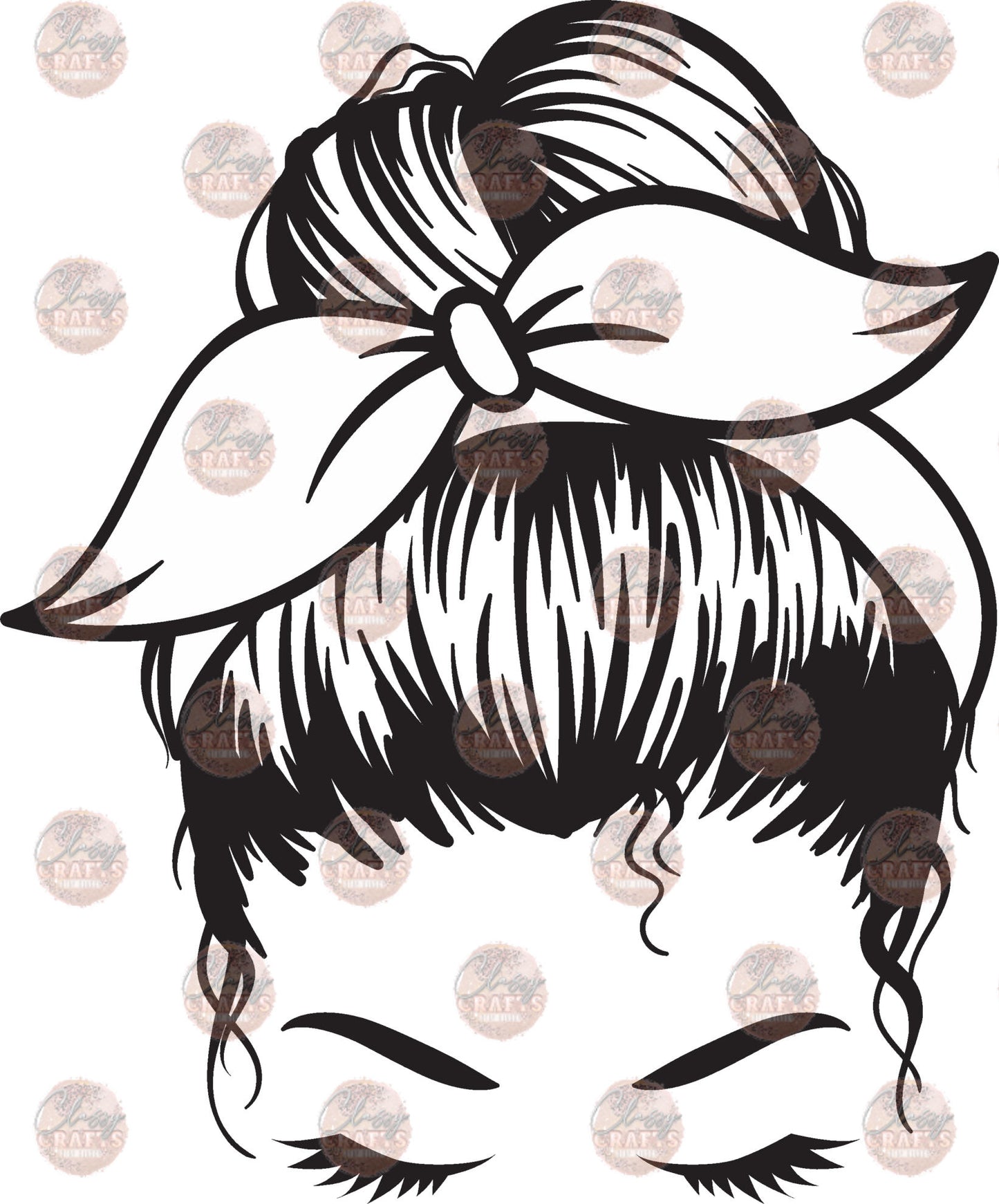 Messy Bun With Bow Transfer