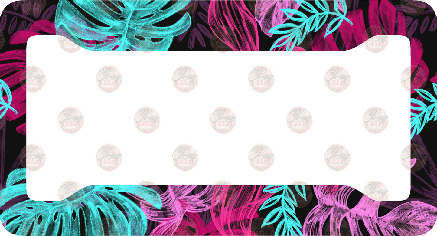 Neon Monstera Leaf License Plate Frame- Sublimation Transfer