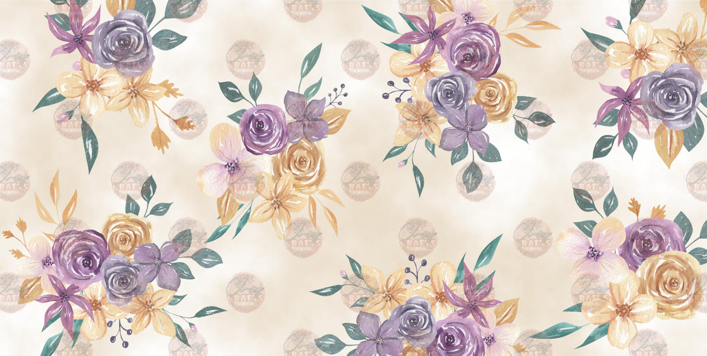 Peach and Purple Floral License Plate- Sublimation Transfer