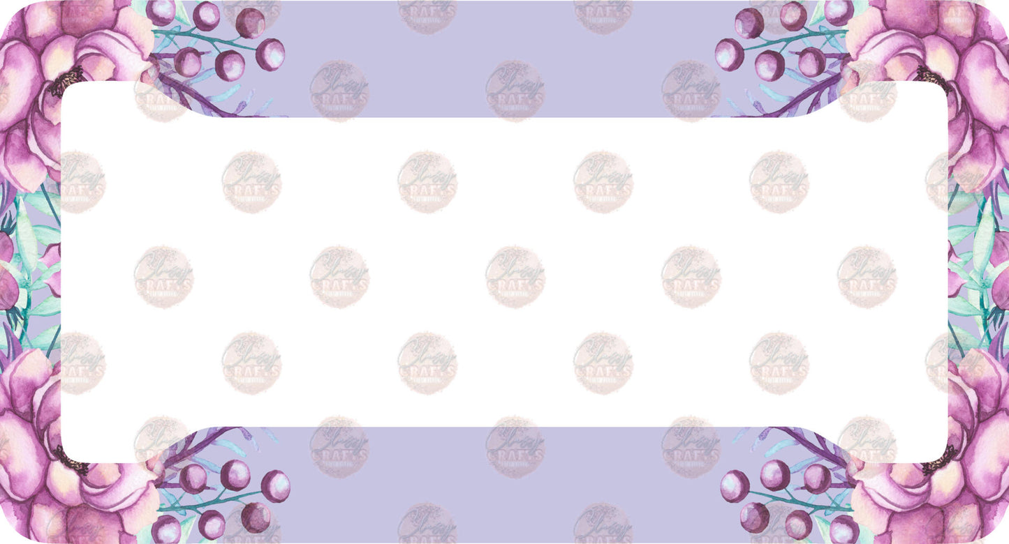 Peonies Floral Purple License Plate Frame- Sublimation Transfer