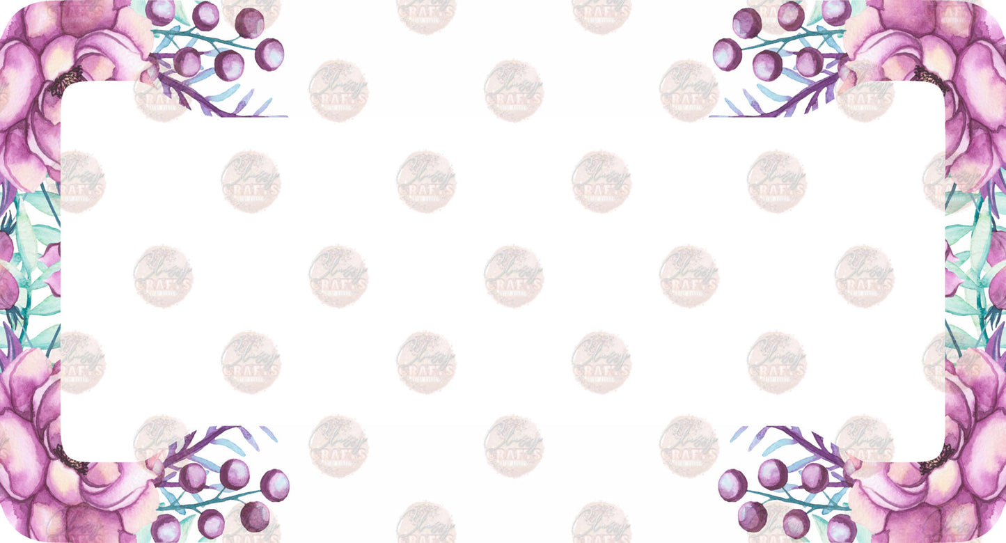 Peonies Floral White License Plate Frame- Sublimation Transfer