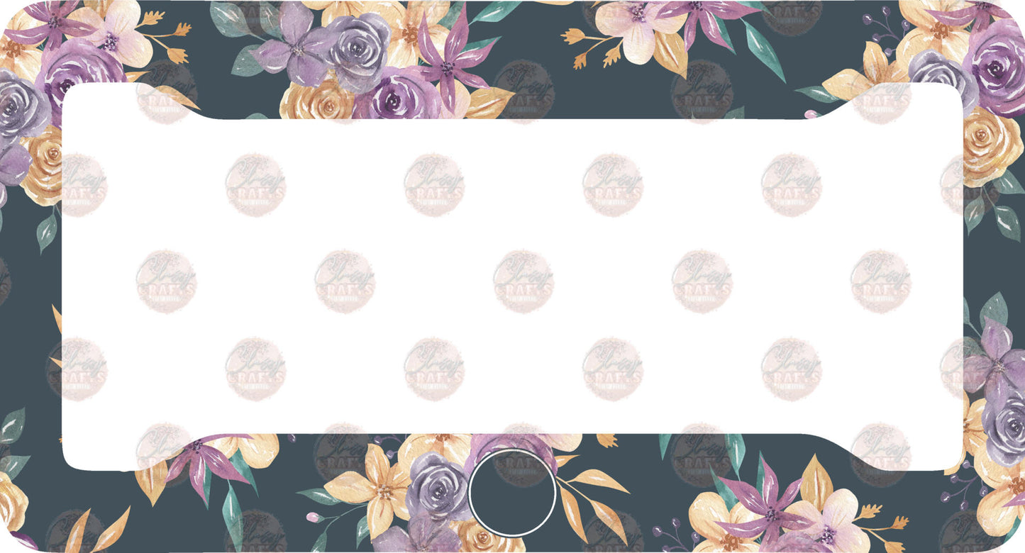 Purple Orange Floral License Plate Frame- Sublimation Transfer