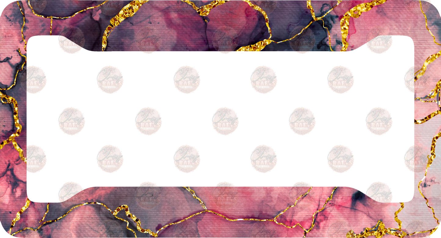 Purple Pink Marble Glitter License Plate Frame- Sublimation Transfer