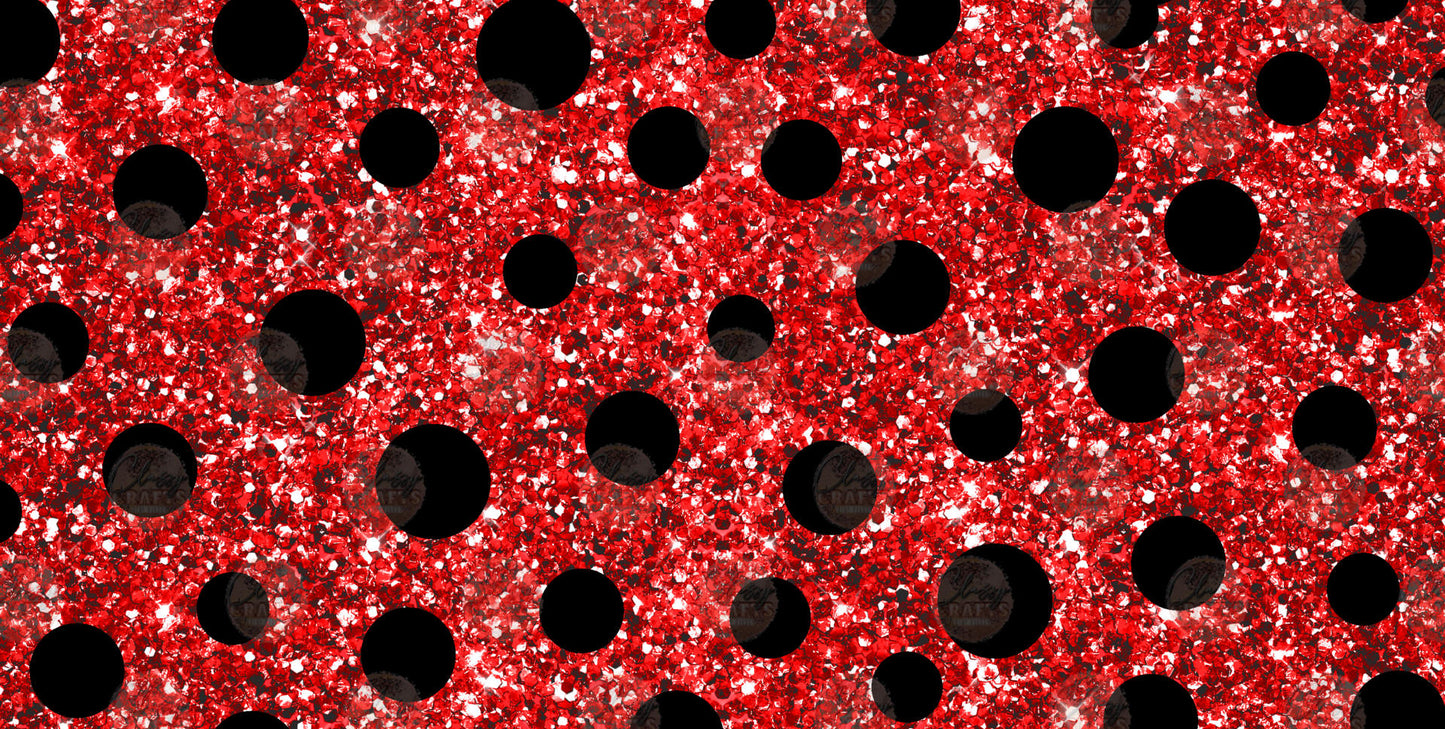 Red and Black Polka Dot Glitter License Plate- Sublimation Transfer