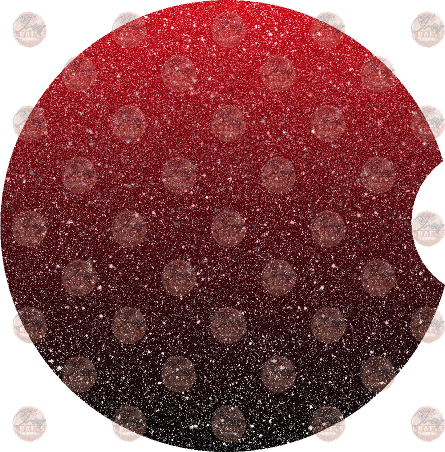 Red Black Ombre Glitter Car Coaster- Sublimation Transfer