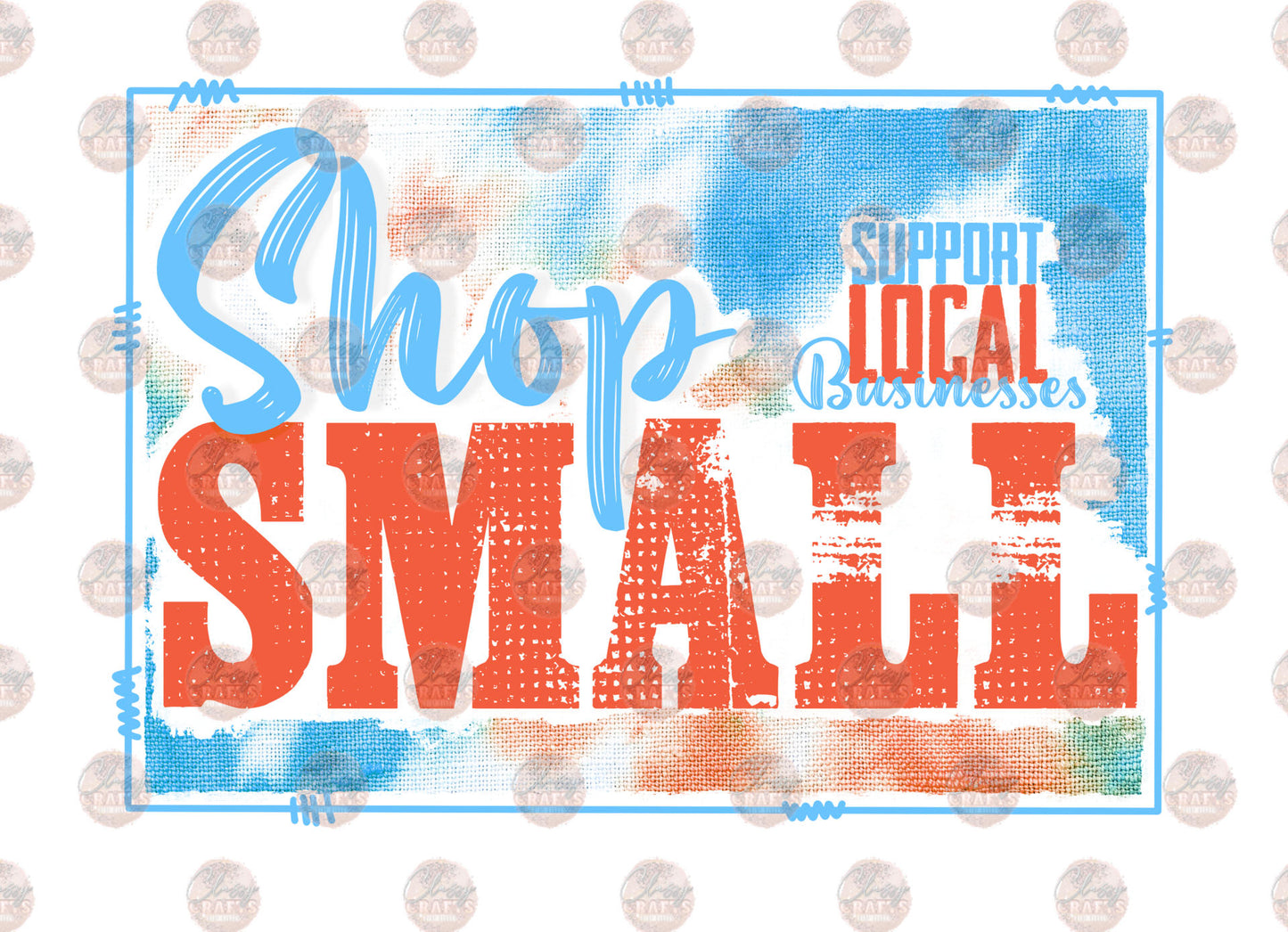 Shop Small Blue & Orange Transfer