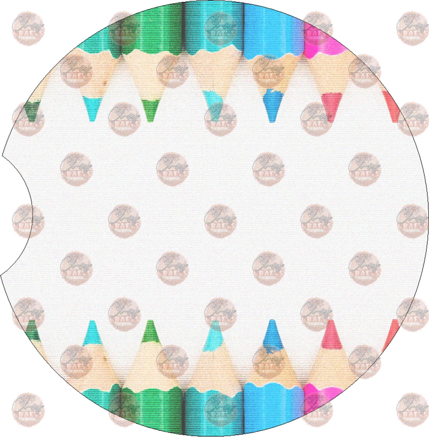 Teacher Colored Pencil Car Coaster - Sublimation Transfer