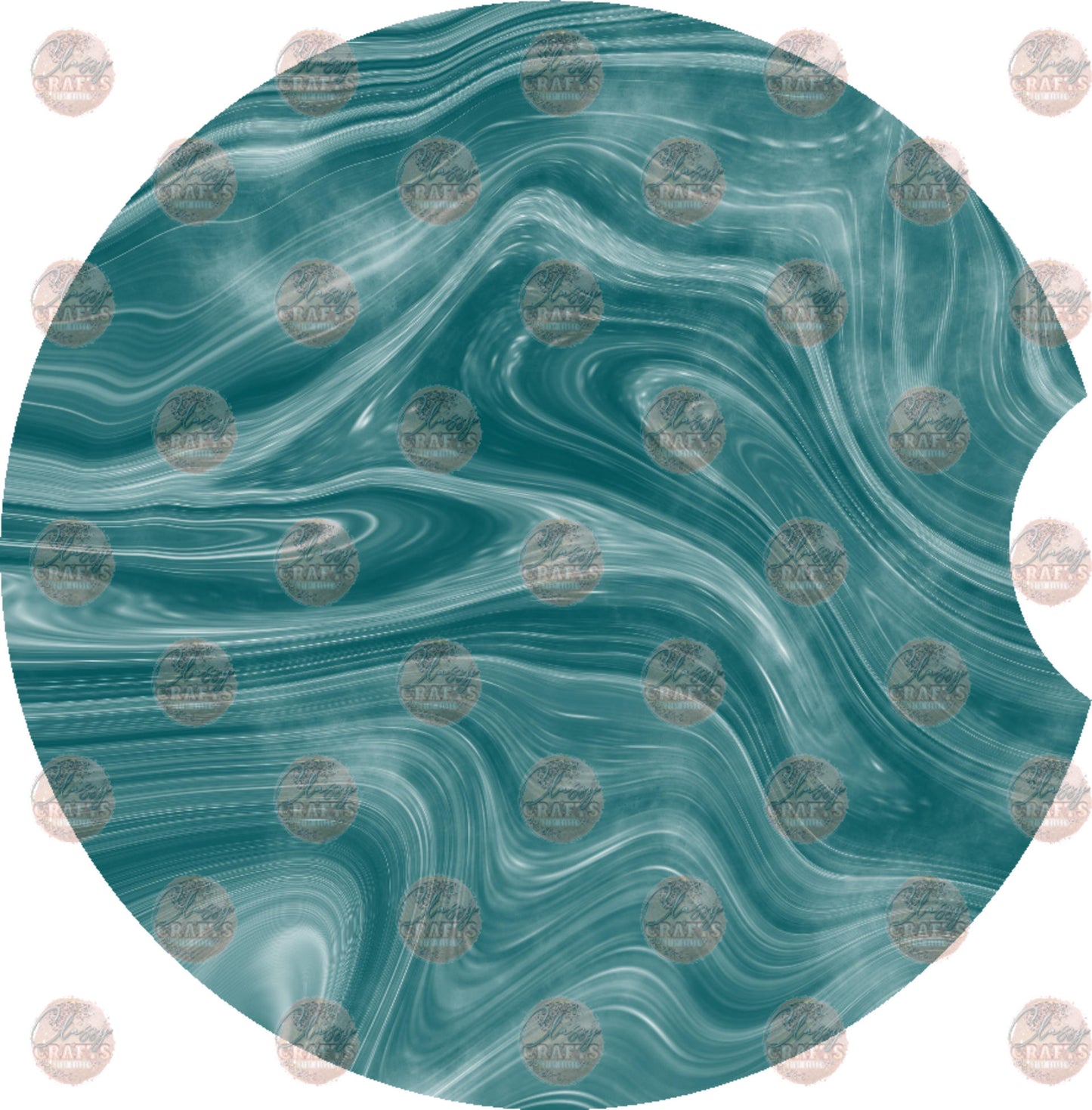 Teal Marble Car Coaster - Sublimation Transfer