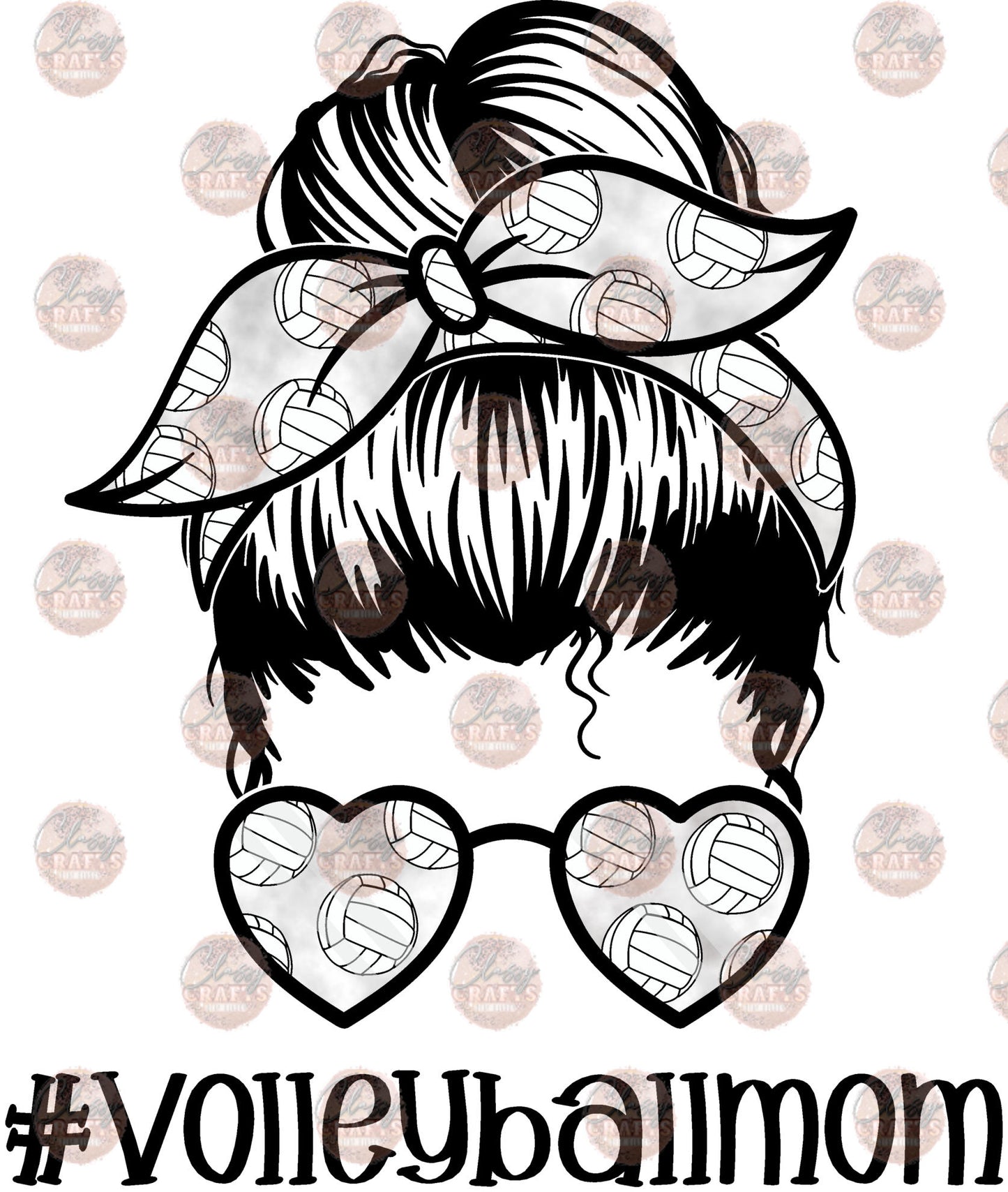Volleyball Mom Tie Dye Messy Bun Transfer