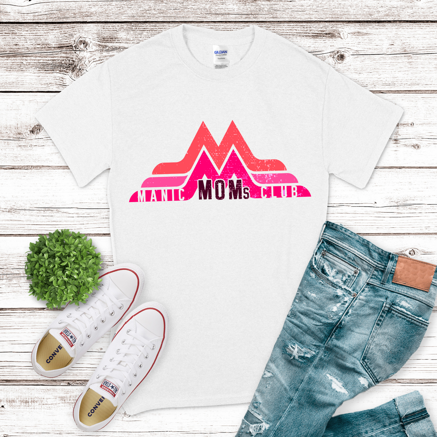 Manic Moms Club Pinks Distressed Transfer