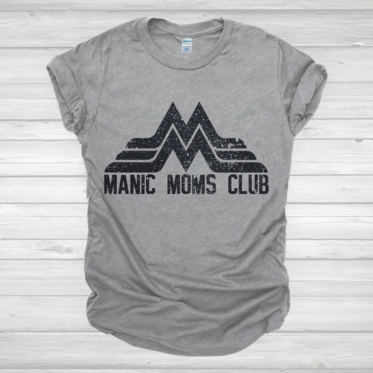 Manic Moms Club Black Distressed Transfer
