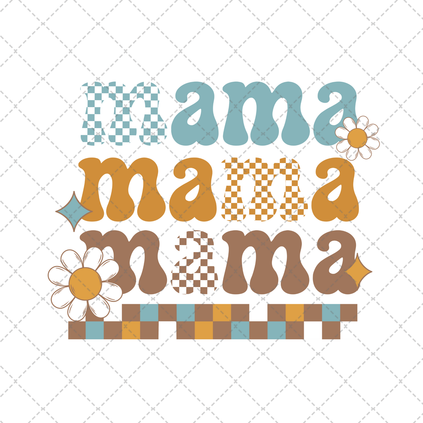 Mama Checkered Retro Transfer