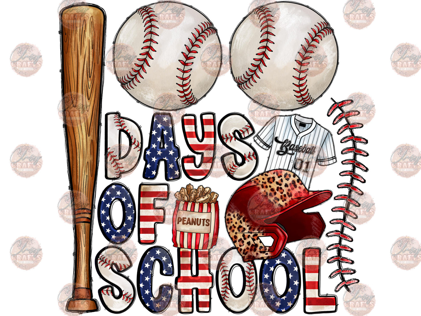 100 Days Of School Baseball Transfer