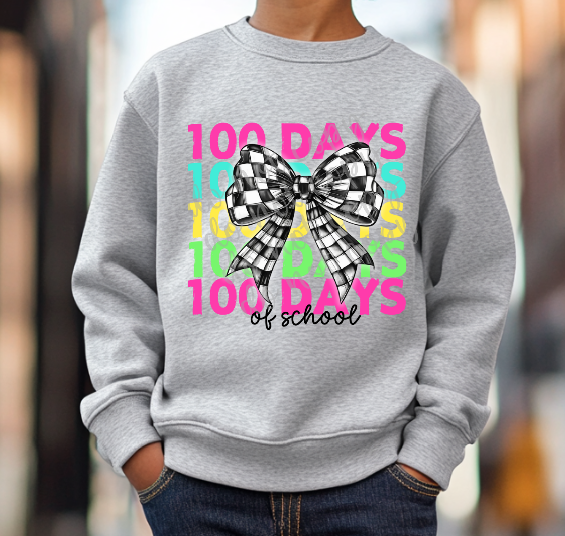100 Days With Checkered Bow Transfer