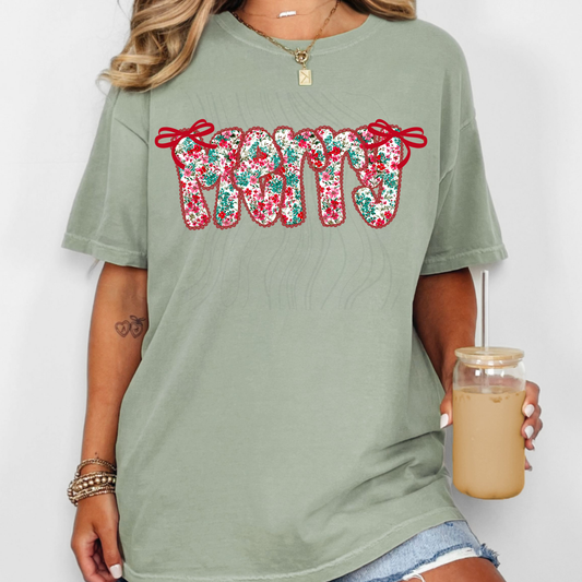 Merry Christmas Floral Lace Coquette Transfer