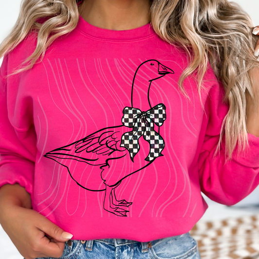 Checkered Bow Goose Transfer