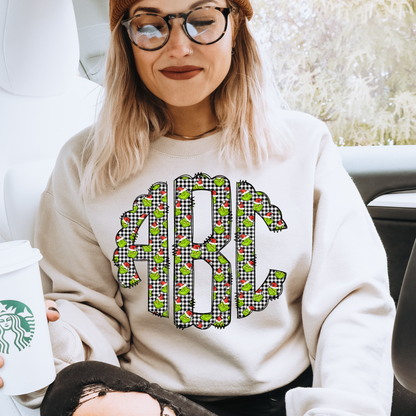 Black & White Plaid Gman - Custom Monogram Transfer