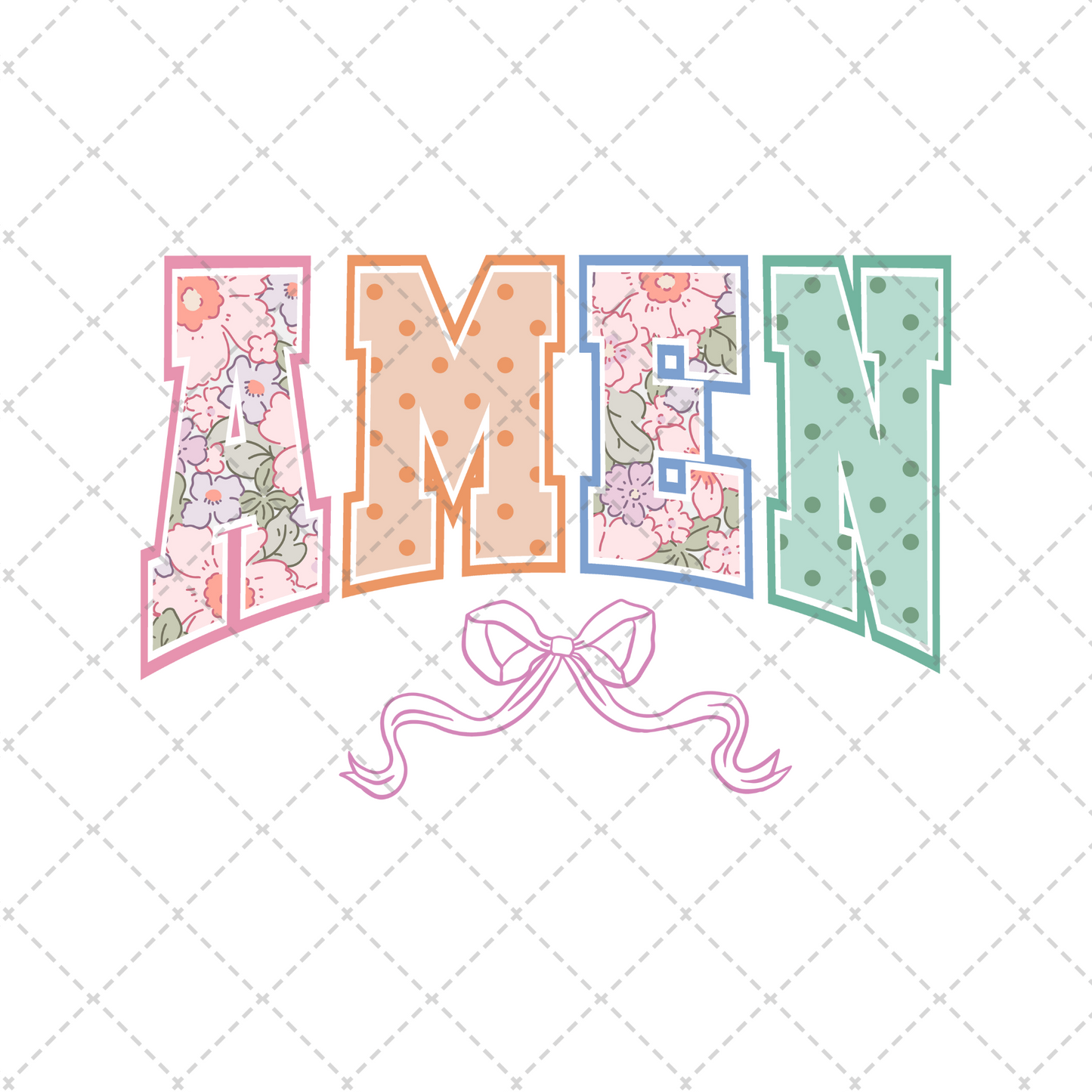 Amen Floral Bow Transfer