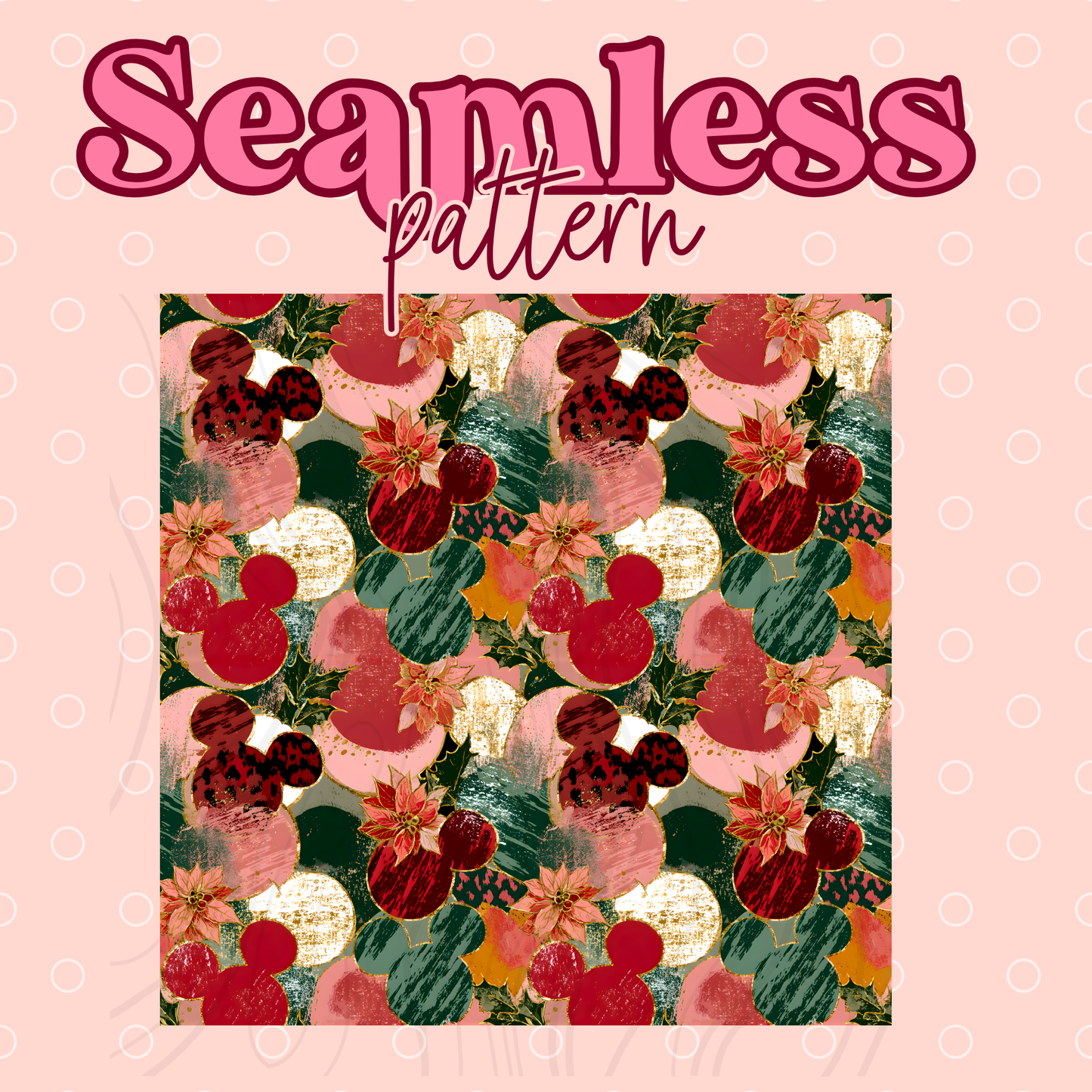 Christmas Mouse Ears Seamless Transfer