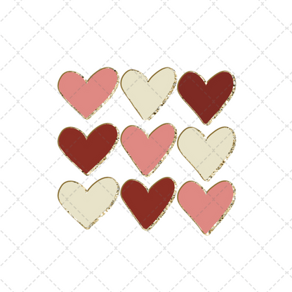 Gold Trimmed Hearts Transfer