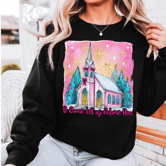 O Come Let Us Adore Him Church Scene Transfer