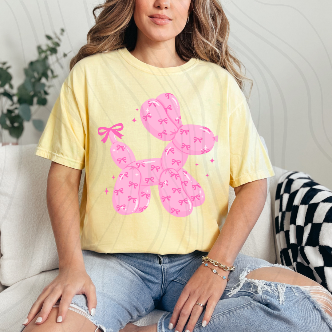 Pink Bow Balloon Dog Transfer